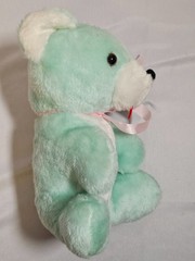 Acme VTG Plush Teddy Bear Mint Green Pink Bow Cub Stuffed 11″ Tall – USA