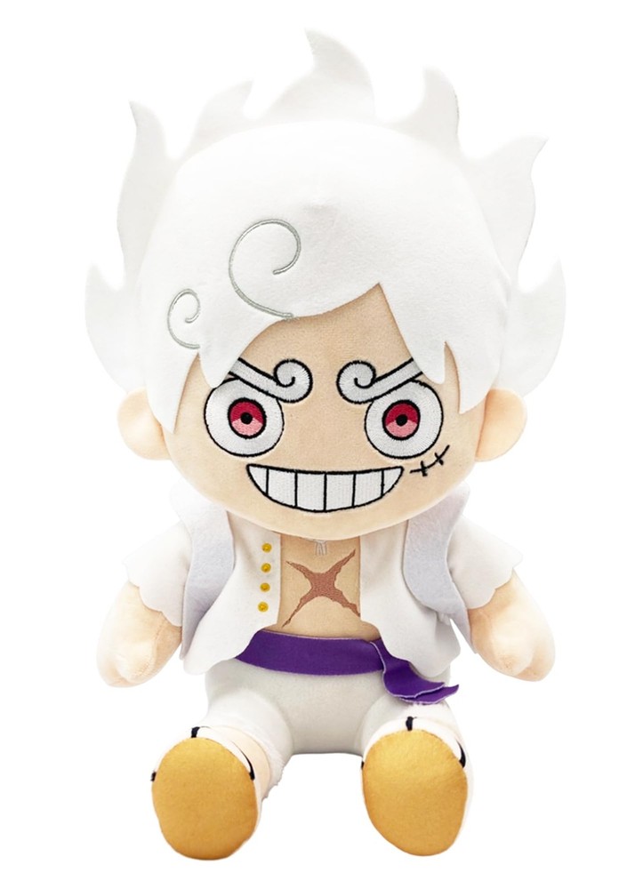 Piece – Monkey D. Luffy Gear 5 Grin Sitting Pose Plush 12″ H
