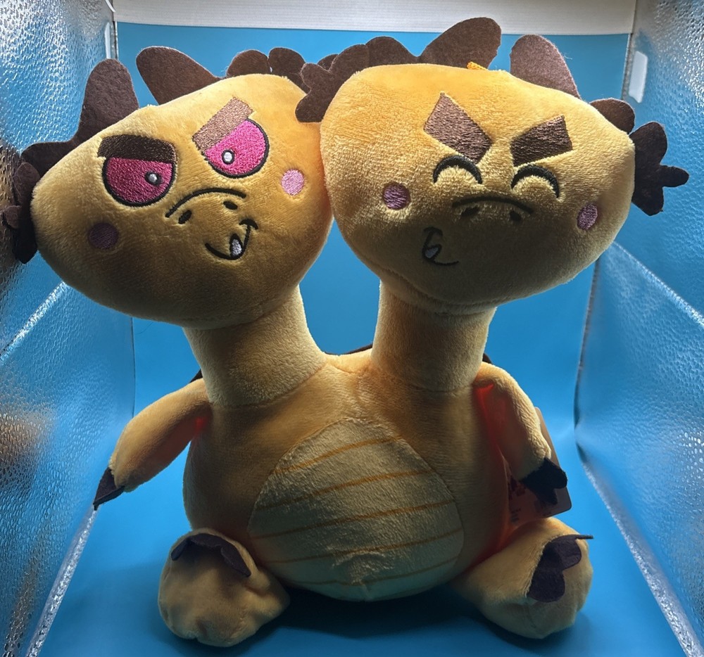 Ghiddy 2 Headed 13” Japanese Monster Mania Plush Yellow Dragon Stuffed NWT