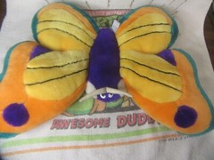 B. J. Toy Company Butterfly Plush Yellow Orange Green Vintage Stuffed Animal 10″