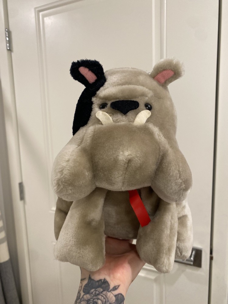 Vtg Graphics International Inc BULLDOG 1979 Plush Grumpy Sourpuss Dog Toy 8″
