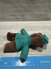 A&W Root Beer Bear Plush Alpha Kids Green Sweater Small Mascot Fast Food Toy