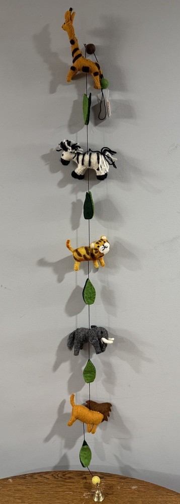 The Winding Road 5 Hanging Animal Mobile Garland 100% Wool Felt 52”