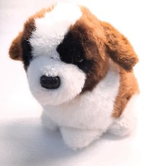 Walmart Puppy Dog Plush St. Bernard brown fluffy Stuffed animal chunky Vintage