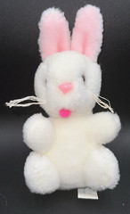 1985 Happiness Aid a Toy by Well Made Plush White Rabbit Pink Ears Nose Tongue