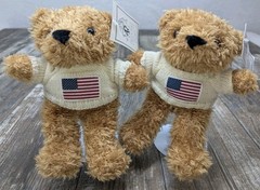 Beverly Hills Teddy Bear Co SET Of TWO Vtg American Flag NWT’s 8″ Plush Bears