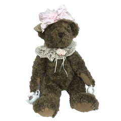 Vintage Bearland Teddy Bear Holding Cup & Teapot & Hat Plush Stuffed Animal Toy