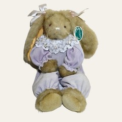 Bearington Collection Plush Bunny Rabbit 13″ Lavender Dress Easter Vintage