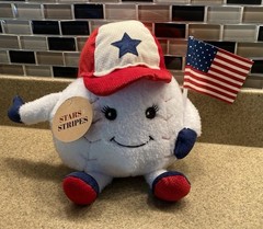 Stars Stripes Patriotic Baseball Plush Decor Americana Red White Blue NWT