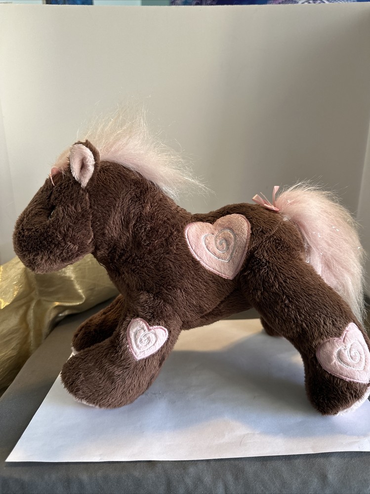 T.A.G. Pony Horse Plush Pink Heart Embroidered Peace Love Ponies 12″ Stuffed Toy