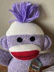 Schylling Toys Baby Sock Monkey Purple 7.5”x6” NOS 2010