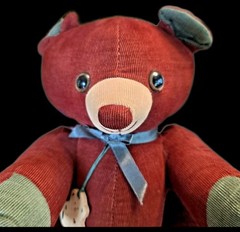 1985 Graphics International Teddy Bear Stuffed Animal corduroy Brown Green Eyes