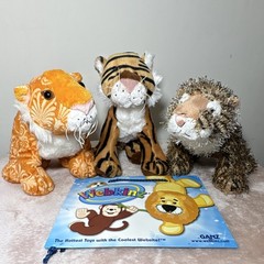 Ganz Webkinz Majestic Tiger HM480, Bengal Tiger HM166, Tiger HM032, Gift Bag Lot