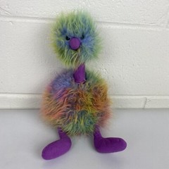 Jellycat London Medium Rainbow Pom Pom Bird Emu Plush 14” Ostrich Multi-Color