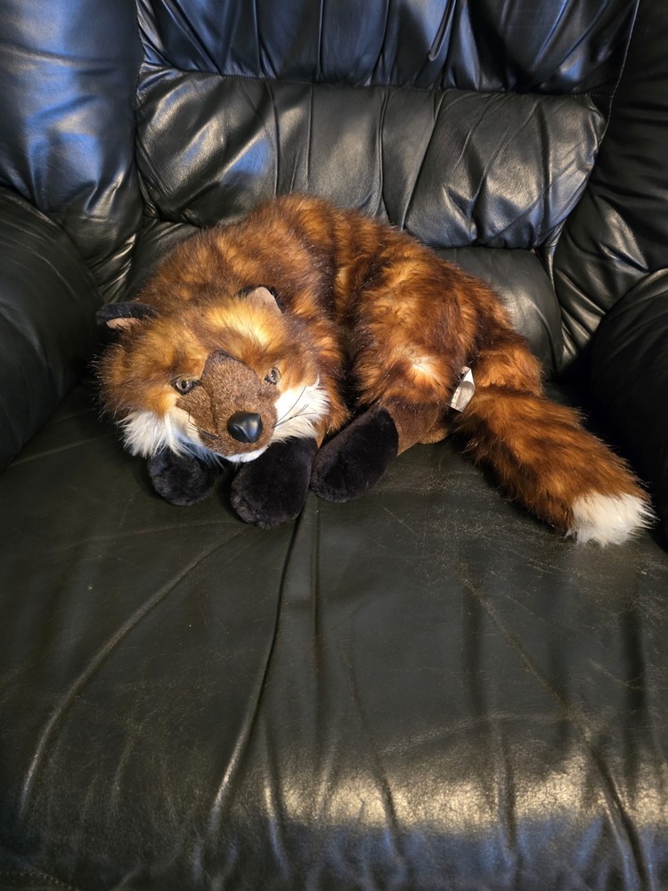 DITZ Designs RED FOX Hugs By The Hen House 32” Plush Laying Stuffed Animal