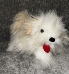 Toys R Us Puppy Dog Plush Geoffrey VTG Felt Tongue White Beige 12 Inch Shaggy