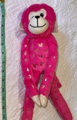 Midwood Brands Dark Pink Hanging Monkey Plush 18” Valentines Day Hearts