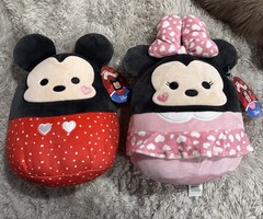 Squishmallows Disney 9” Mickey Minnie Mouse Pair Valentines Day Hearts Plush NEW