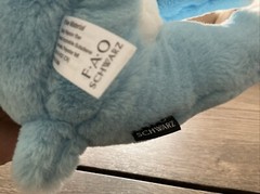 FAO Schwarz Sparklers Blue Bulldog Soft Plush Sitting Blue Sparkly Bow 12”
