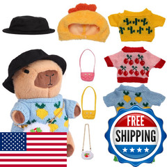 Acgtrick Cute Capybara Plush with 9 pcs Clothes & Accessories, Soft Capybara Stu