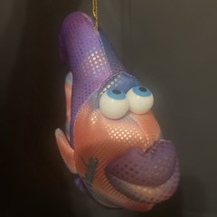 2 Fish VTG Hanging Decorative Clown & Aruba Angel Fish Plush Sparkle Tropical