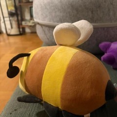 Yellow and black bee plushie