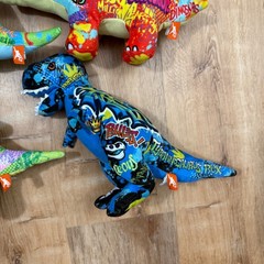 Wild Republic Dinosaur Plush Lot 4 Graffiti Skeleton TRex Triceratop Stegosaurus