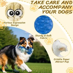 MeetYooo 3Pack Squeaky Stuffed Dog Toys- Medium, Blue&Khaki&White