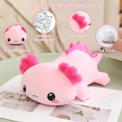 Cute Weighted Axolotl Plush Toy – Transformable 9.8 Inch Pillow for Comfort