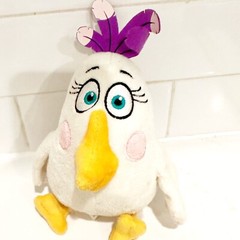 Angry Birds Matilda Plush Movie Girl White Purple Feathers Stuffed Animal RARE