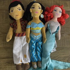 Disney Plush Dolls Ariel, Aladdin, & Jasmine from Broadway Musicals