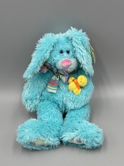 First & Main Blue Brubaker Bunny Rabbit Plush Holding Chick 10” Stuffed Animal