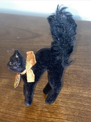 VTG STEIFF ORIGINAL GERMAN BLACK HALLOWEEN Tom Kitten CAT 3” Chest Tag & Button