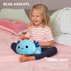 Axolotl Plush Cute 13 inch Stuffed Animal Soft Blue Pillow Kawaii Plush Toy G…