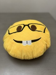 12″ Brown Eyes Black Glasses Emoji Round Soft Emoticon Stuffed Plush Pillow