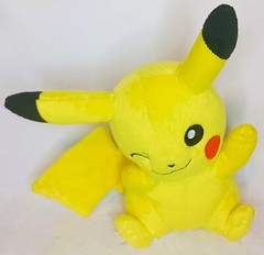 Tomy Pokemon Pikachu Winking Soft Plushie Yellow Black Brown Red 2017 9″