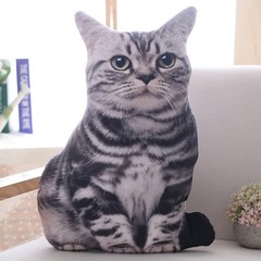 Realistic 3D Cat Doll Soft Plushie Pillow Stuffed Toy 25cm-black white cat