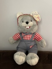 Cuddle Wit Farmer Bunny Rabbit Plush Gray Stuffed Animal Toy Easter