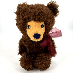 Vintage Stuffed Plush Animal Fair 20” Brown Teddy Bear Blue Nose Black Eyes