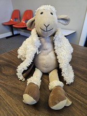 Retired Jellycat Furcoat Sheep Plush-FUR4S-With Tag-Faux Fur Coat & Heels 12″