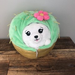 Squishables Undercover Gray/White Husky Green Cactus Plush Toy Justice 8”