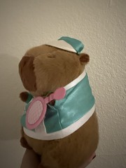Capybara Plush Stuffed Animal Brown Teal/White Outfit Hat Racket Loop Ages 3+
