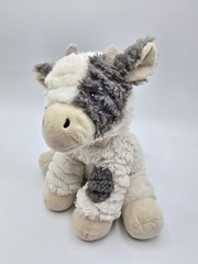 First Impressions Cow Plush Toy Gray White Shaggy Soft Sitting Toy Lovey 11″