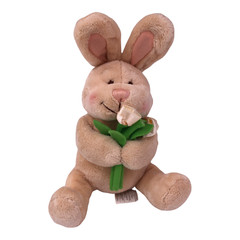 Amscan Easter Bunny Rabbit 10″ Plush Stuffed Animal Cream Colored Flowers Roses