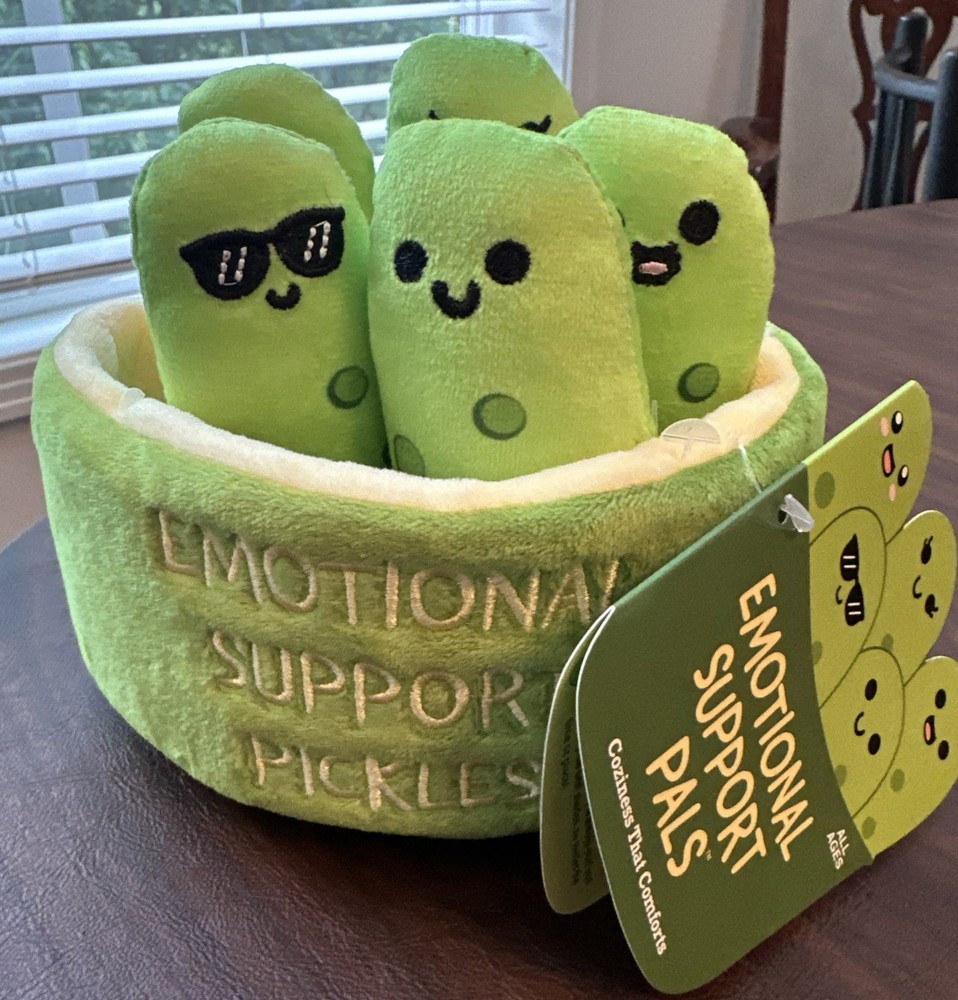 Emotional Support Pickles Plush Set – 5 Stuffed Toys & Basket by Relatable ( New