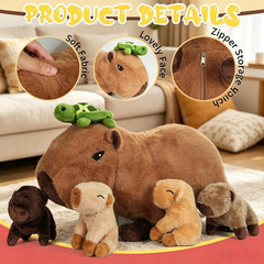 5 in 1 Capybara Plush Toy Set with 4 Baby Capybaras – Perfect for Kids!