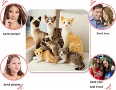 Siamese Cat Stuffed Animal, Shorthair Cat Realistic Plush Cat Stuffed Toys, G…