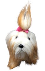Battat Fluffy Plush Lhasa Apso Shih Tzu Stuffed Animal Realistic Dog Puppy Bow