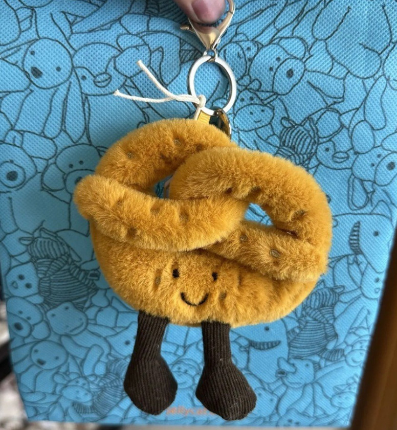 Jellycat Pretzel Plush Bag Charm Keychain Collectible Cute Amuseables – NWT
