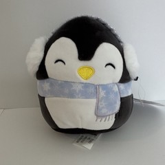 Squishmallows Luna Penguin Plush Black White Blue Yellow Scarf Earmuffs 2022
